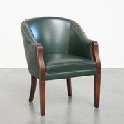 Green Cowhide Leather and Wooden Side/Dining/Desk Chair in English Style