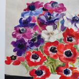 Watercolor by Michel Roubille, bouquet of flowers 1988.