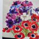 Aquarelle par Michel Roubille, bouquet de fleurs 1988.