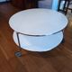 Table basse STRIND par Ehlen Johansson pour IKEA, verre opalin et chrome