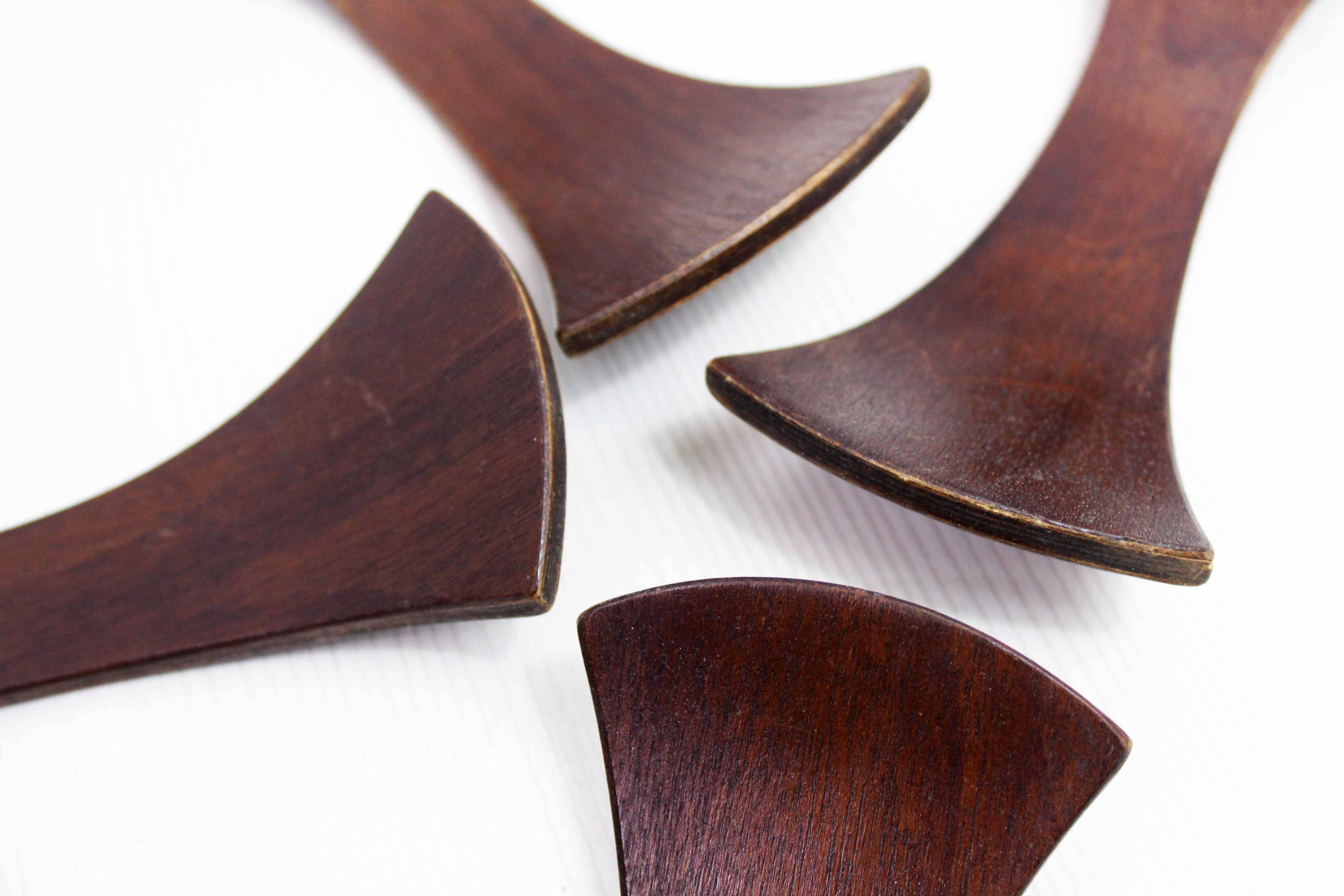 Set of 4 vintage teak cp coat hooks