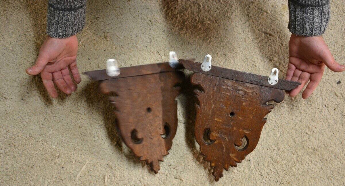 Pair of Small Oak Wall Consoles