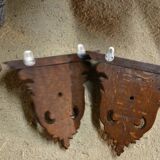 Pair of Small Oak Wall Consoles