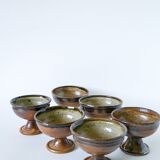 Ensemble de 6 coupes en grès vernissé, fabrication artisanale, 1970