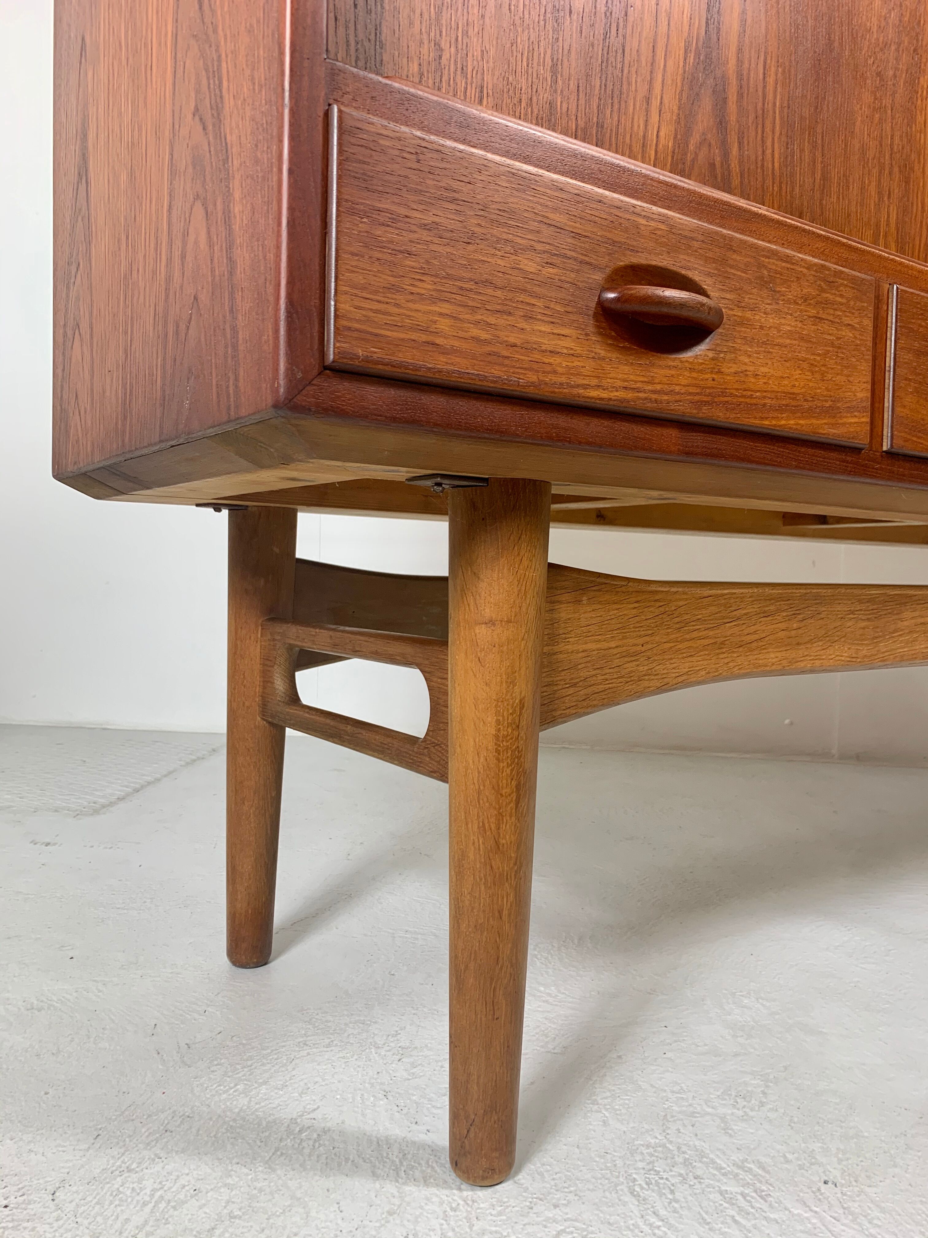 Danish midcentury teak credenza highboard by Ejvind A Johansson