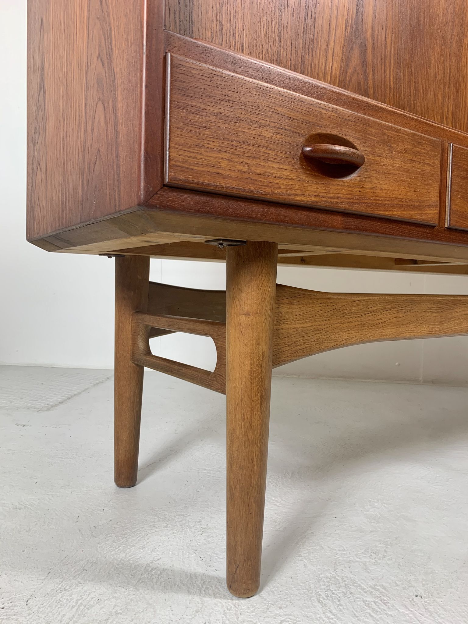 Danish midcentury teak credenza highboard by Ejvind A Johansson