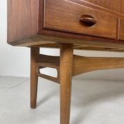 Danish midcentury teak credenza highboard by Ejvind A Johansson