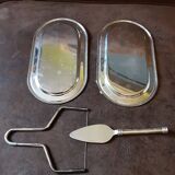 Set of 2 old metal butter dishes