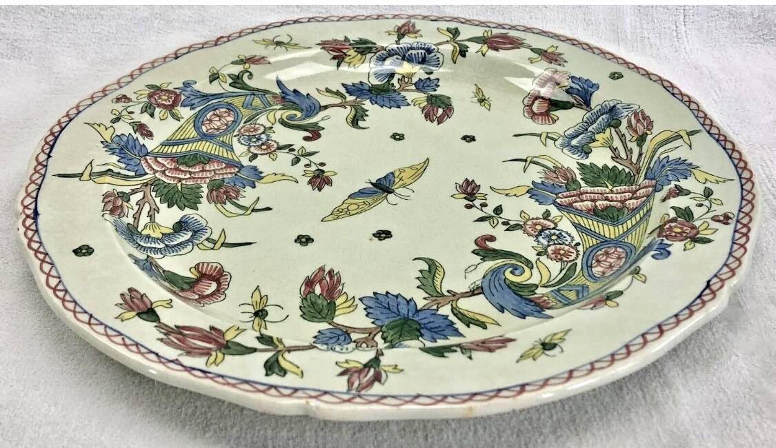 Round semi-hollow dish 31 cm Gien cornucopia XIX