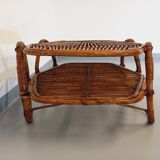Coffee table with magazine tray in vintage rattan from the 60s