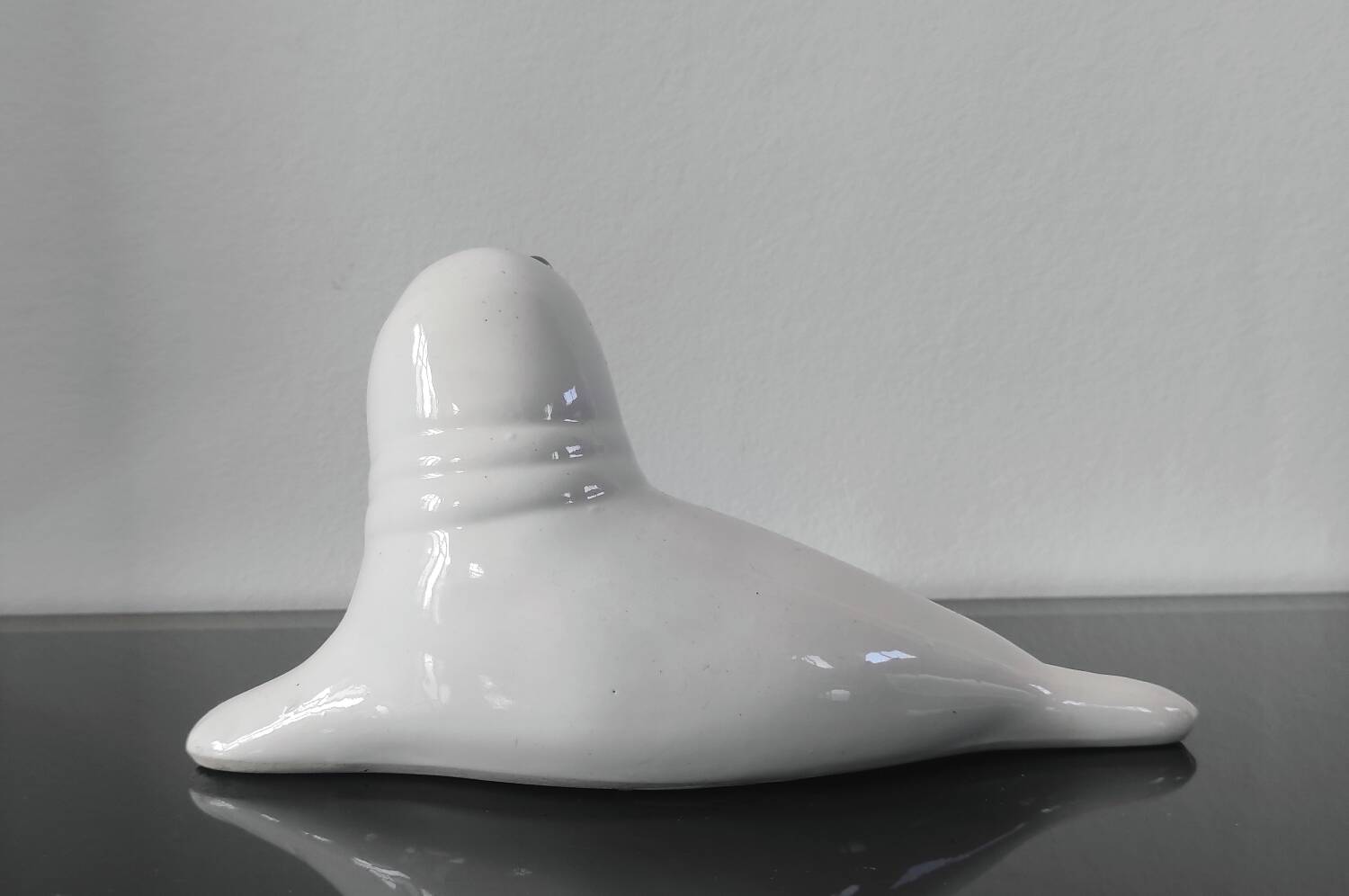 Ceramic glazed "blanchon" seal statuette from Alcobaça – Portugal