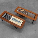 2 Coffee Tables '210', teak wood and ceramic,by Alfred Hendrickx, Belform