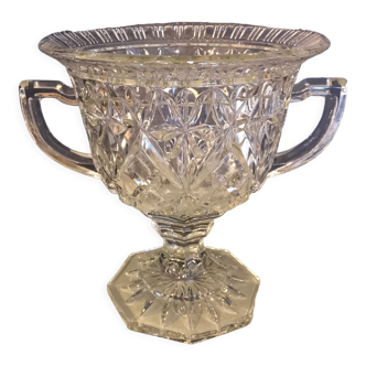 Coupe triomphe en verre taille avec anses années 70