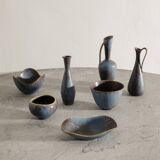 Set of Vintage Swedish Mid Century Blue Ceramics by Gunnar Nylund, 1950s