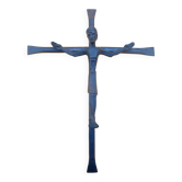 Crucifix en bronze et fer forgé Christ Jesus non signé