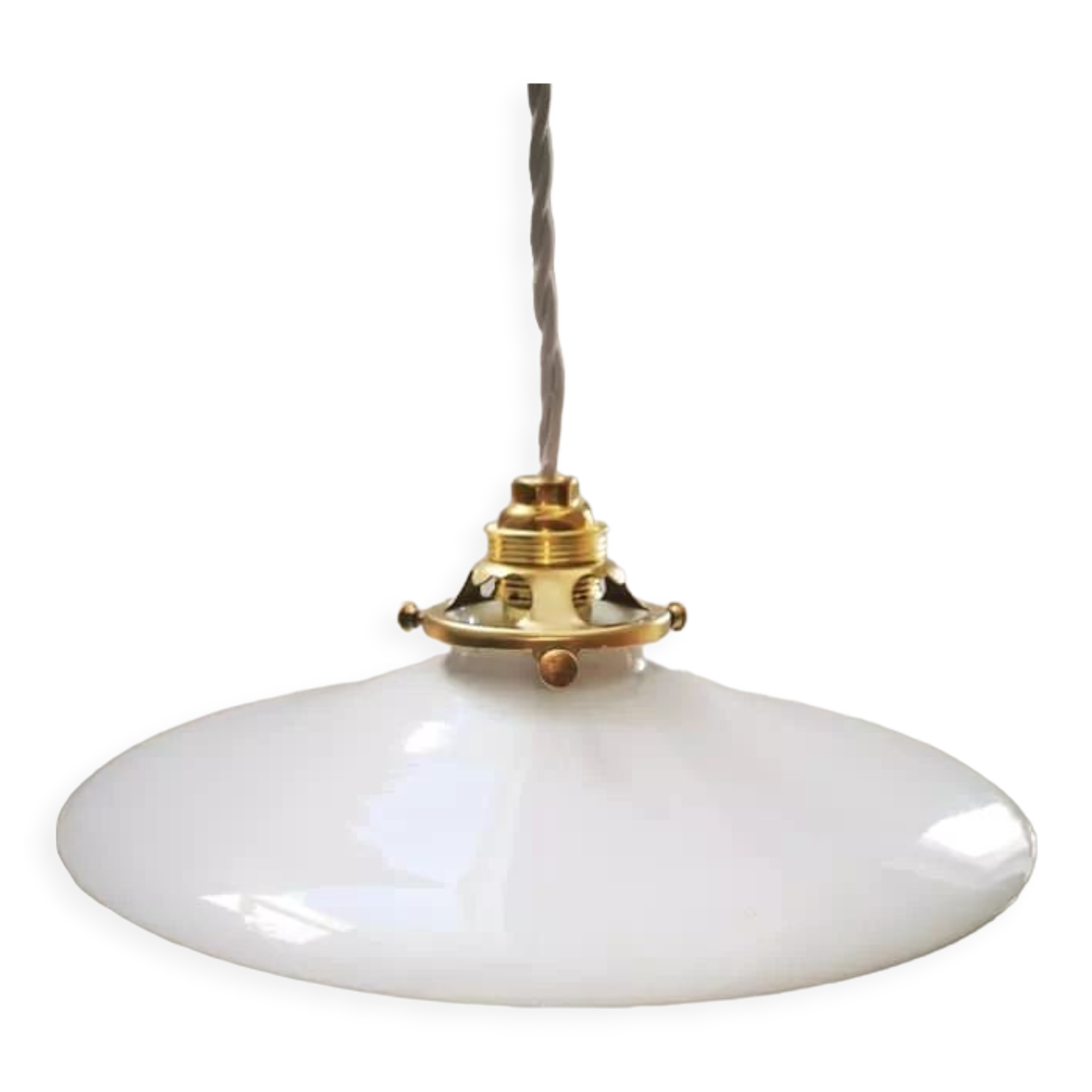 Suspension opaline white smooth art deco 1930