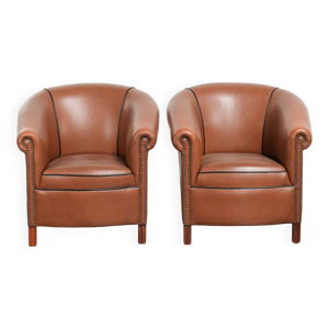 Ensemble de 2 fauteuils - club cuir