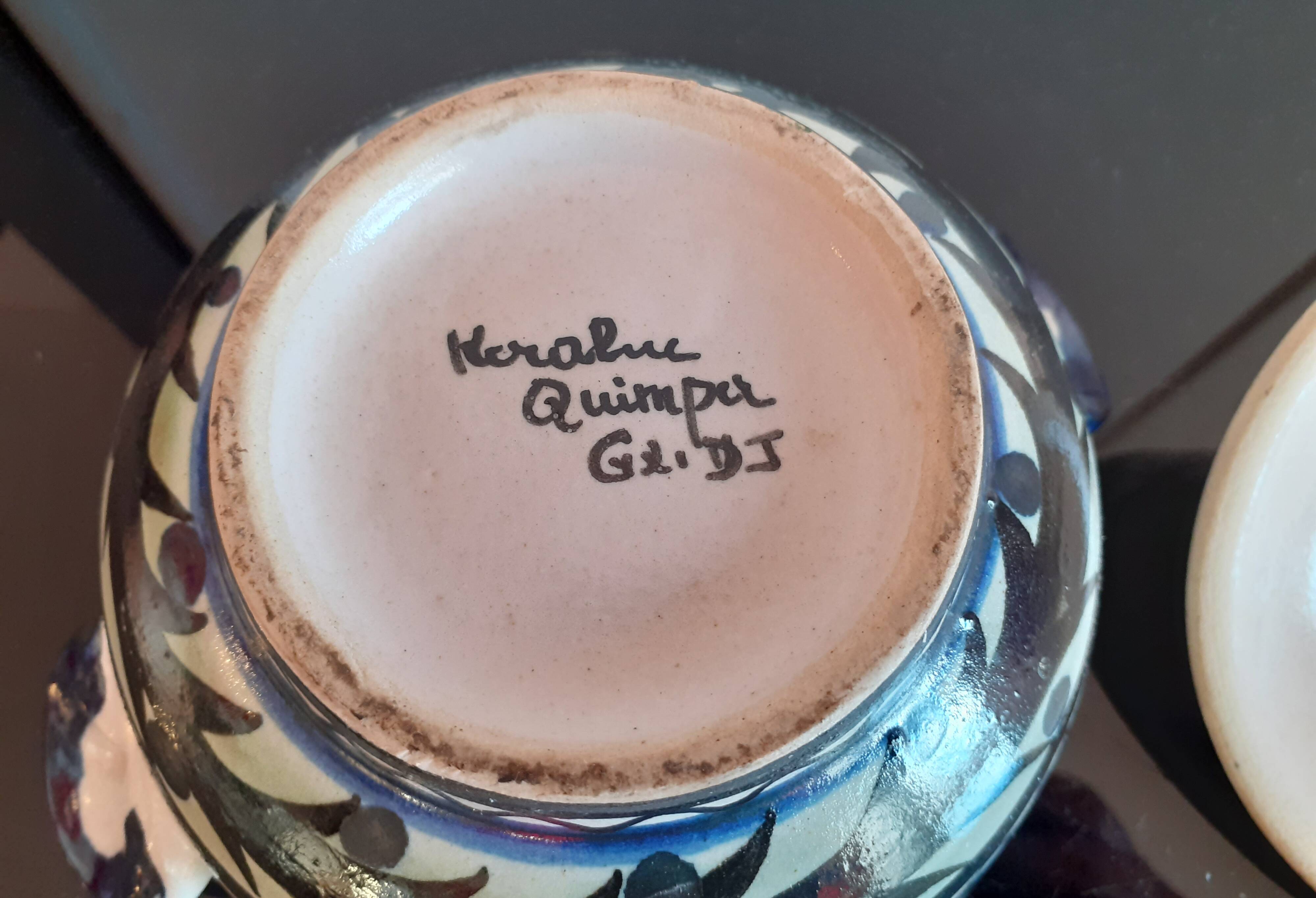 Quimper keraluc / covered ceramic pot / hand painted