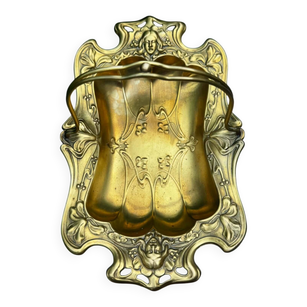 Coupe à fruits en métal doré époque Art Nouveau Jugendstil Allemagne