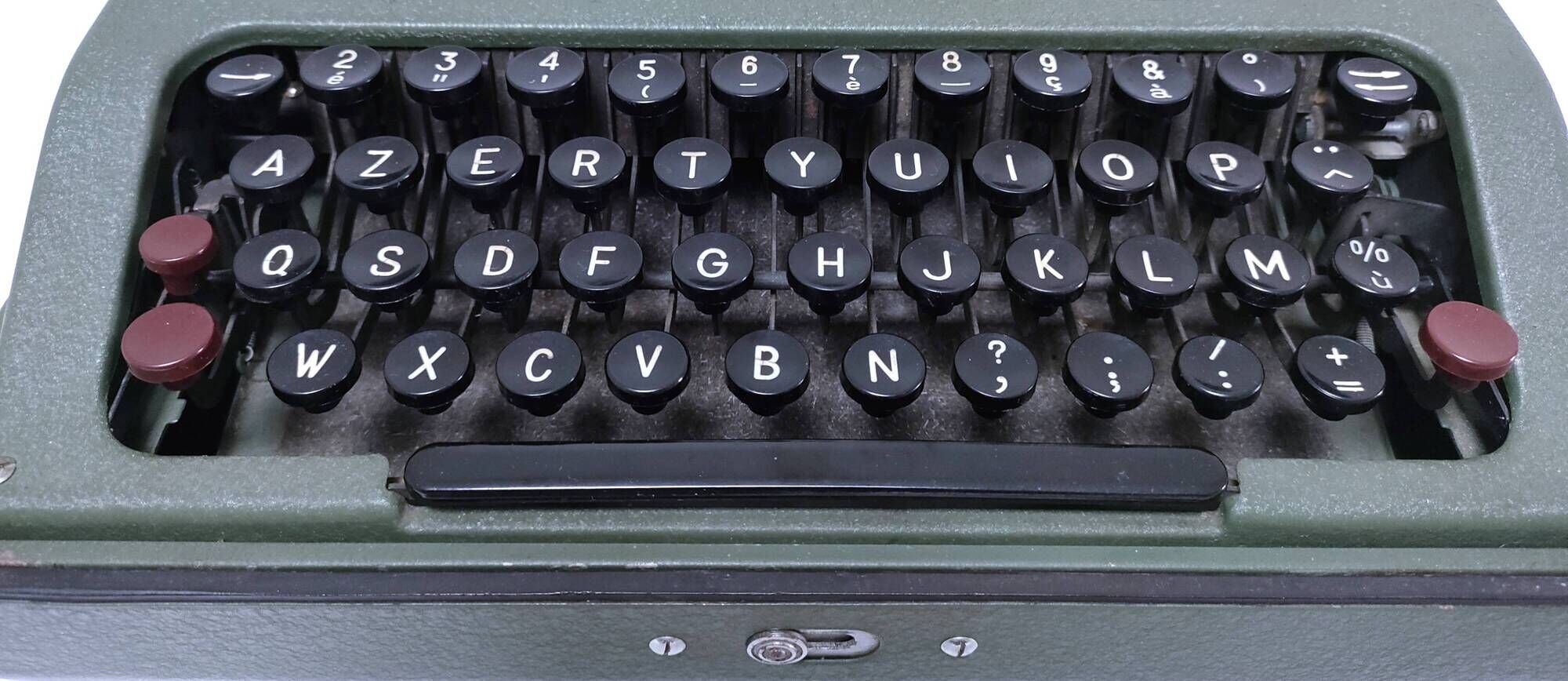 Rooy portable typewriter 1950s khaki metal