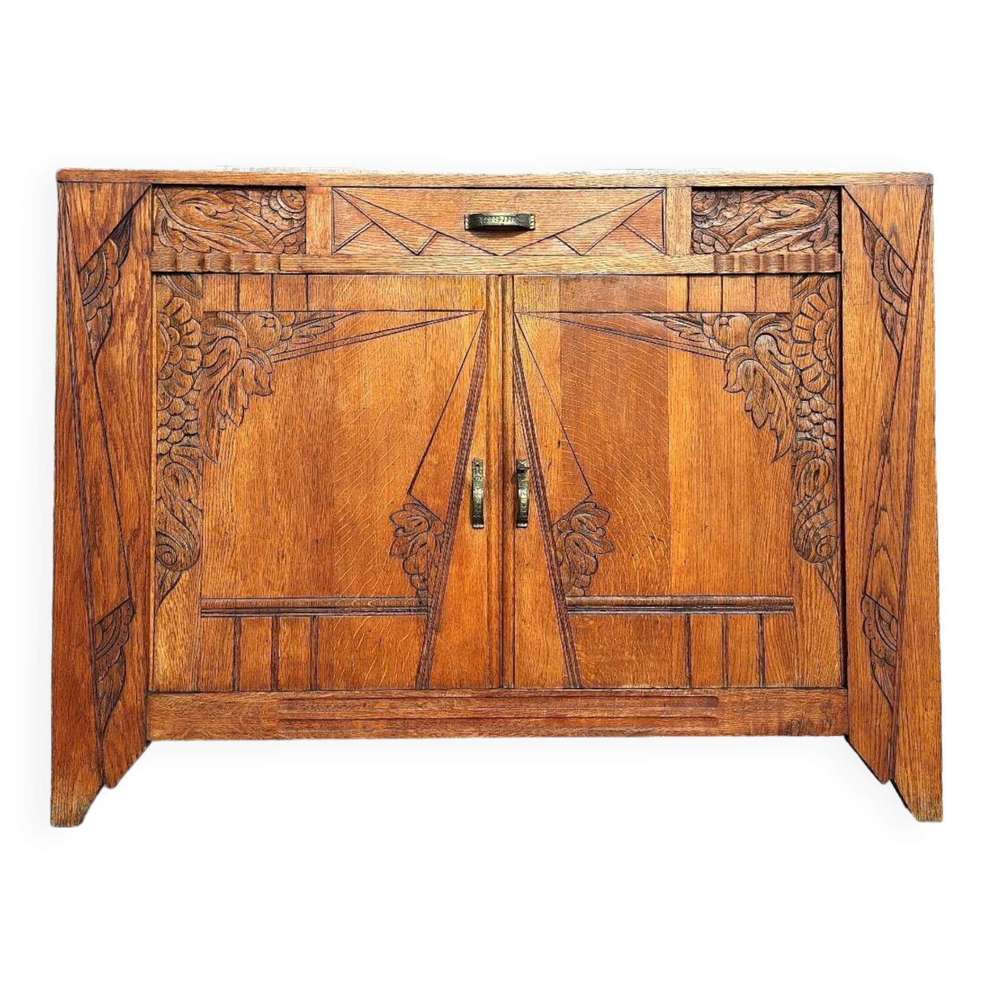 Buffet art déco plateau marbre, meuble vaisselier ancien