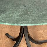 Round dining table – green marble & wrought iron