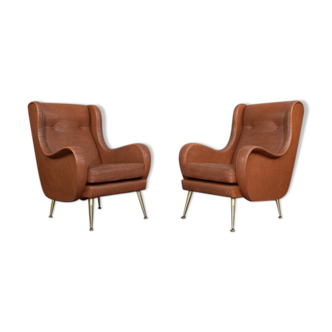 Set of 2 vintage armchairs by Aldo Morbelli Italy