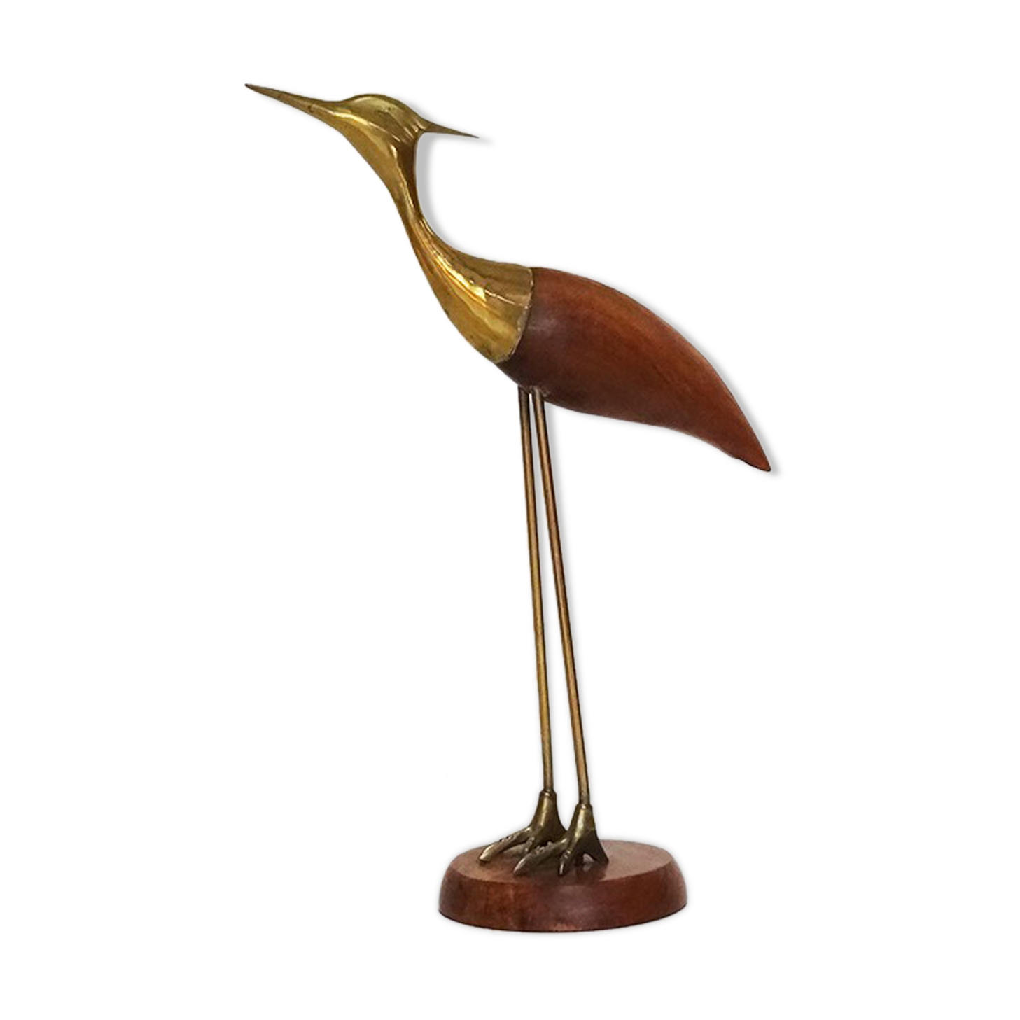 Wood and brass heron