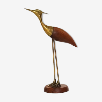 Wood and brass heron