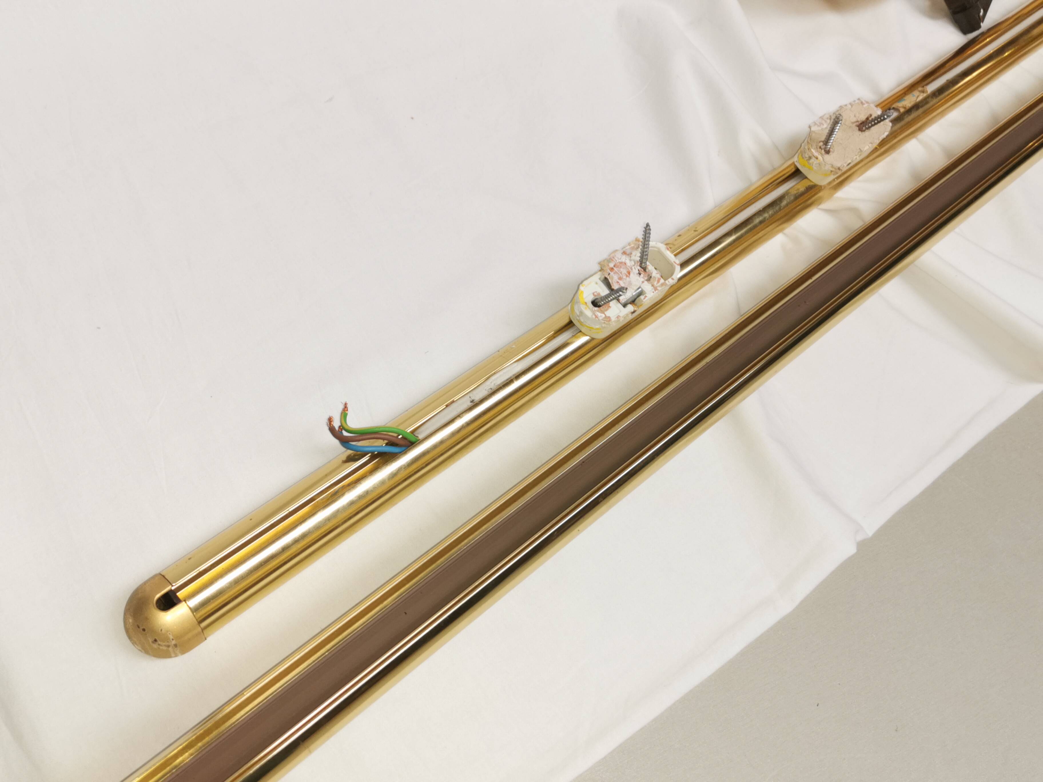 4 large golden ball spots, space age 60 70's. concord wall light on rails