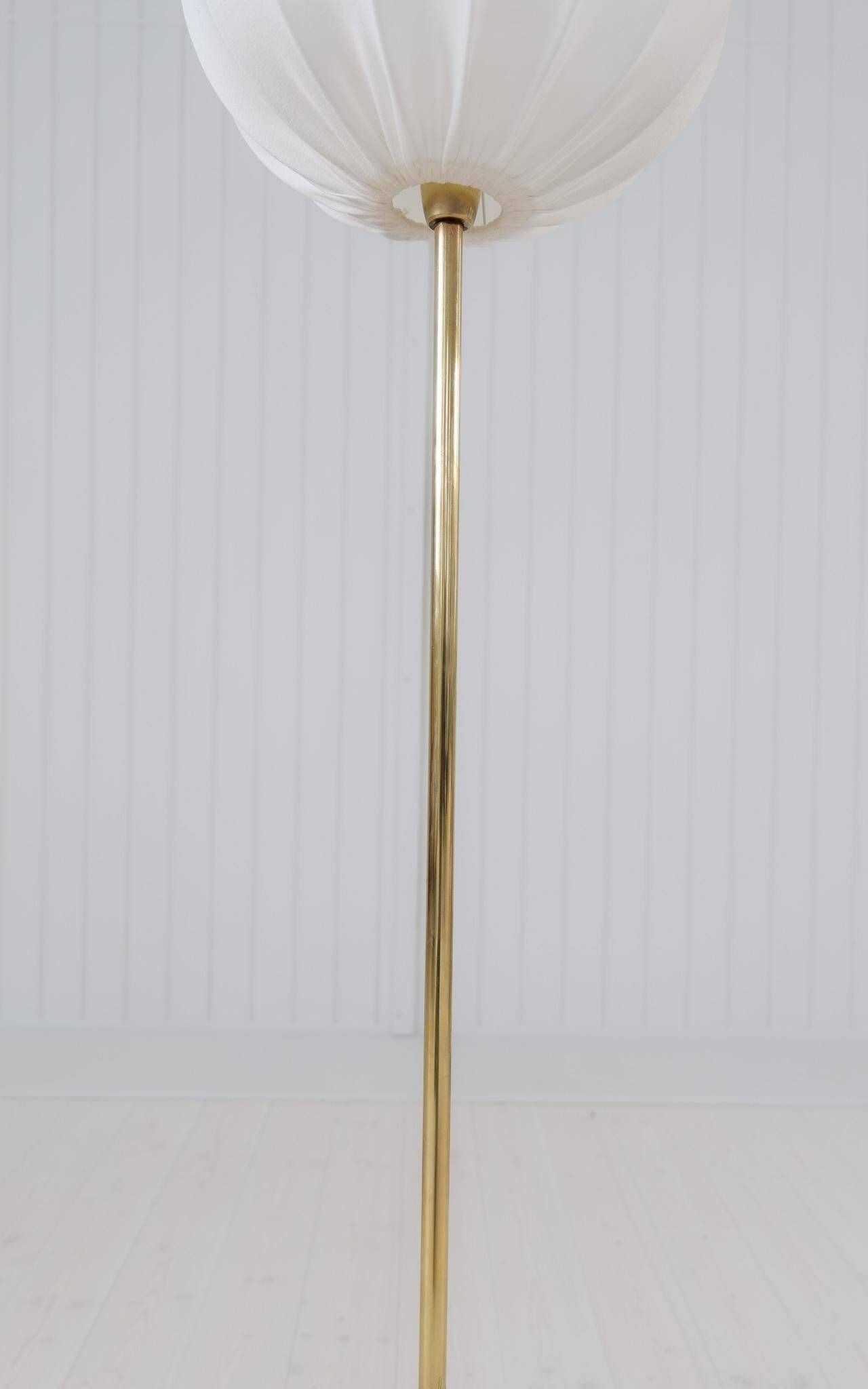 Modern mid-century brass trumpet-shaped floor lamp, Sweden, 1960s.