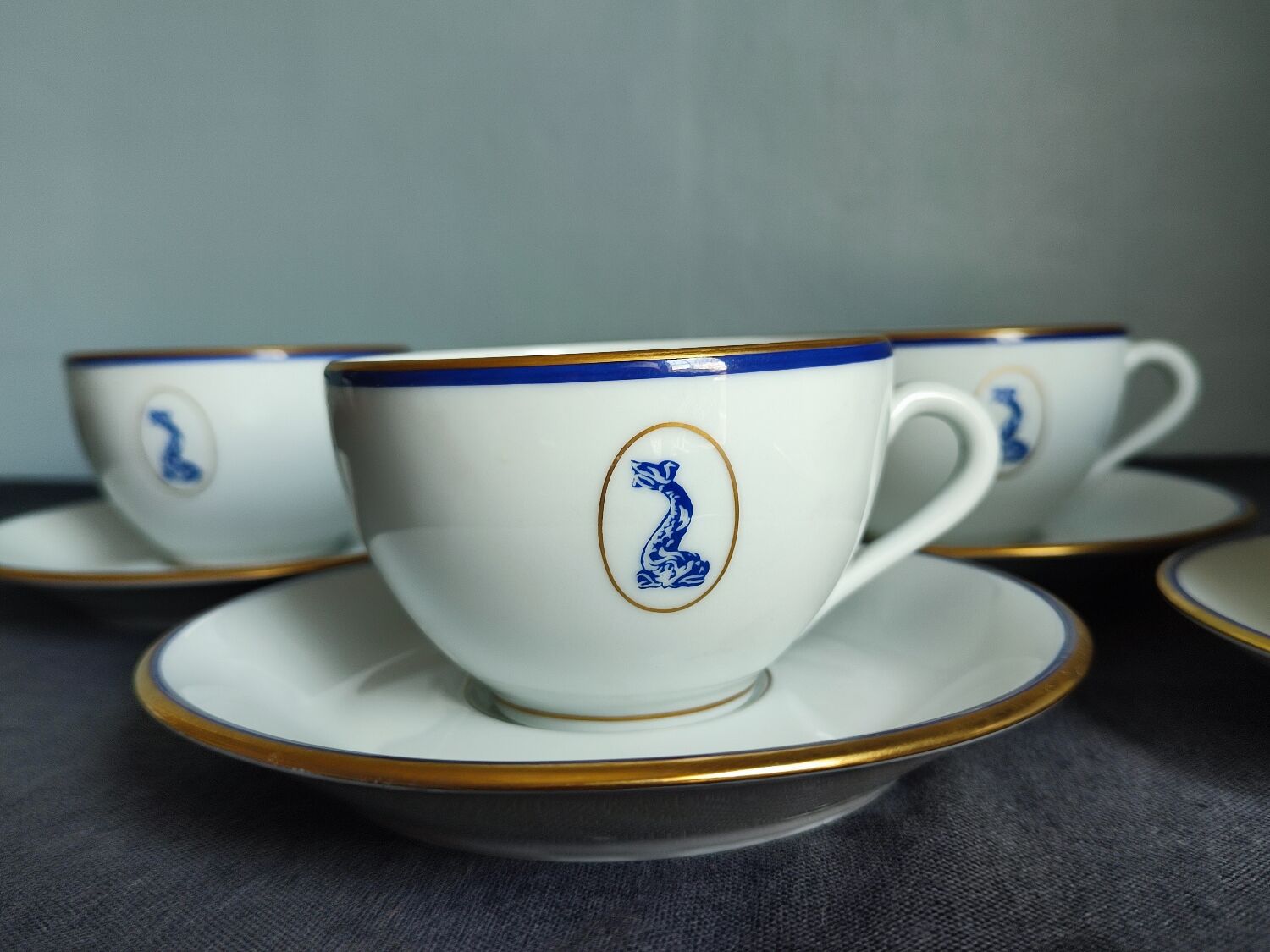 Set of 5 vintage Bernardaud Limoges porcelain cups