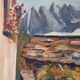 Oil on canvas painting and mountain landscape frame signed
