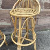 Pair of vintage rattan bar stools