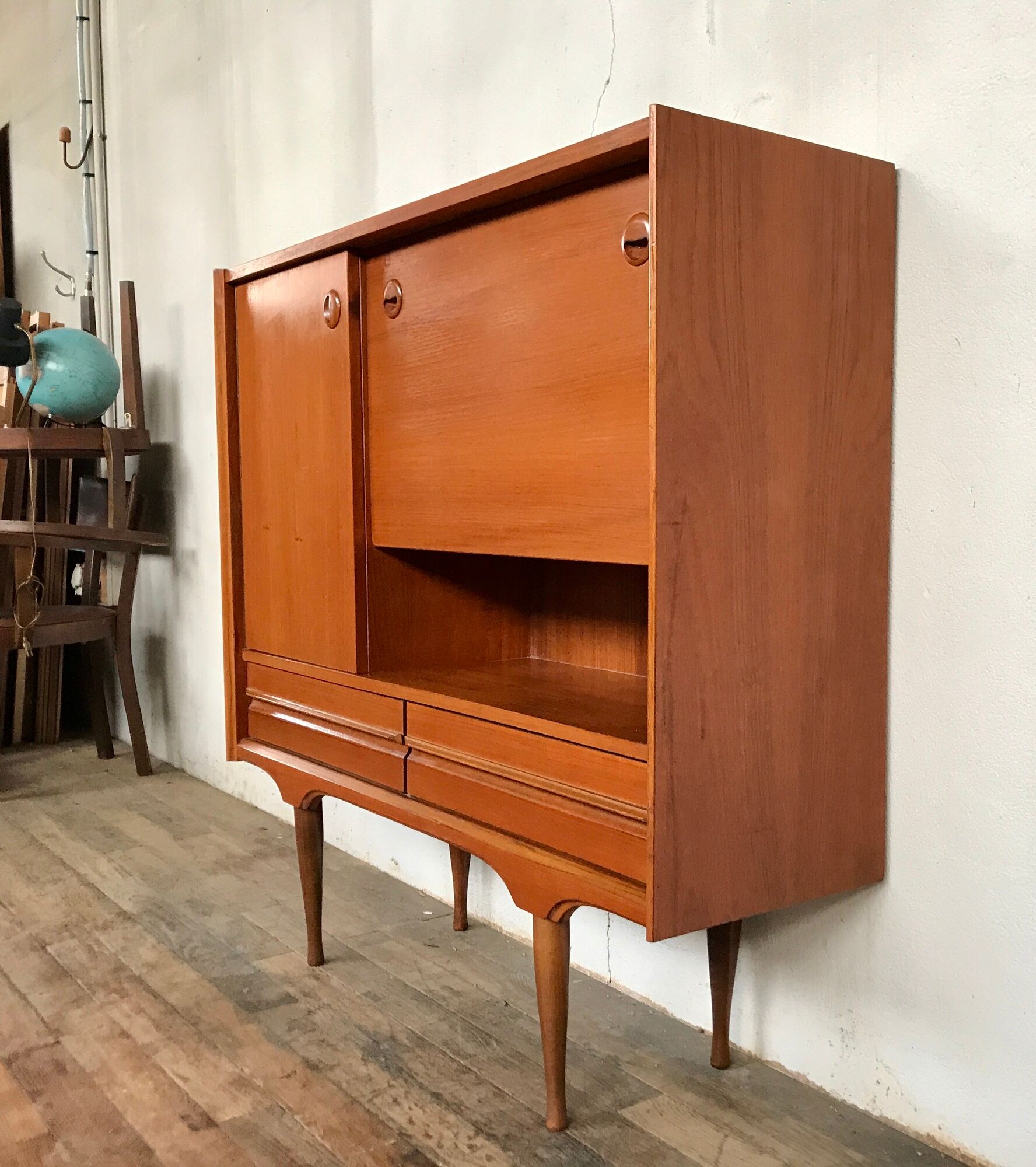 Scandinavian high sideboard in teak 1960s