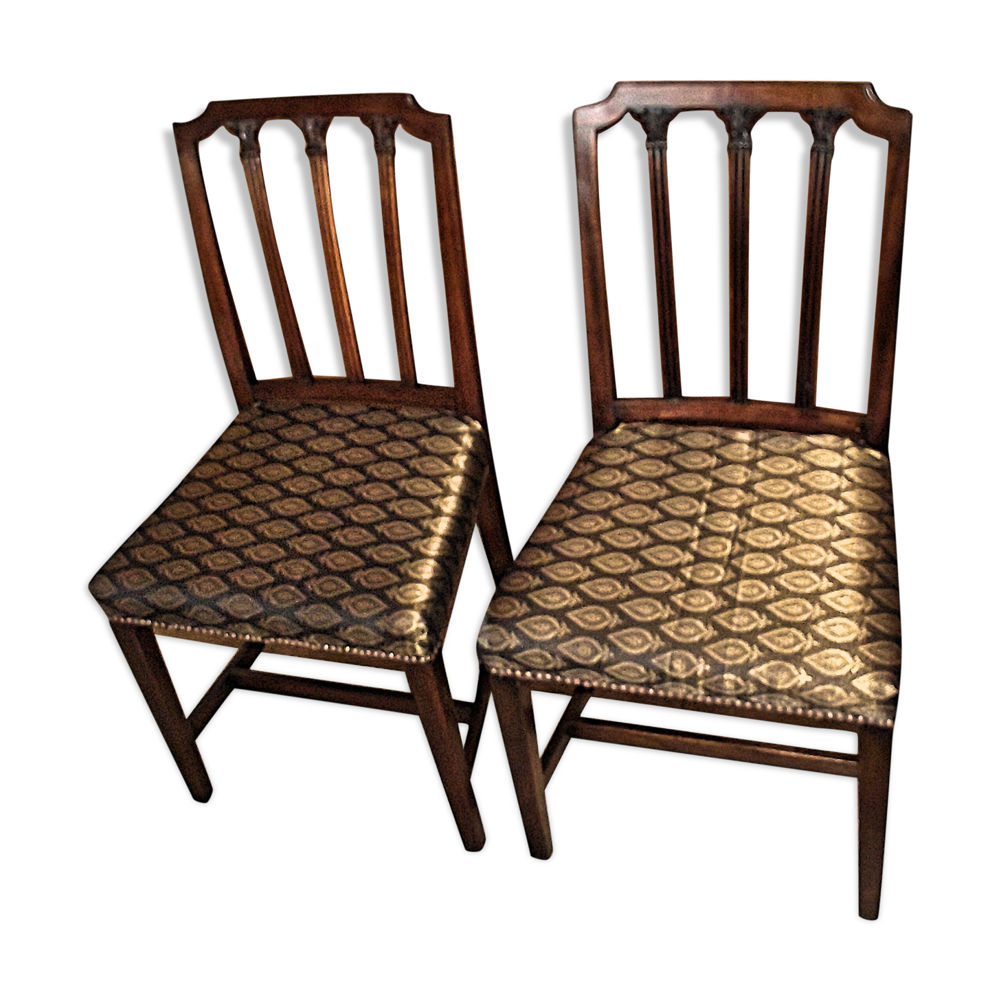 Pair of fully restored mahogany "square back" model chairs