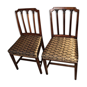 Pair of chairs model "square back" in fully restored mahogany