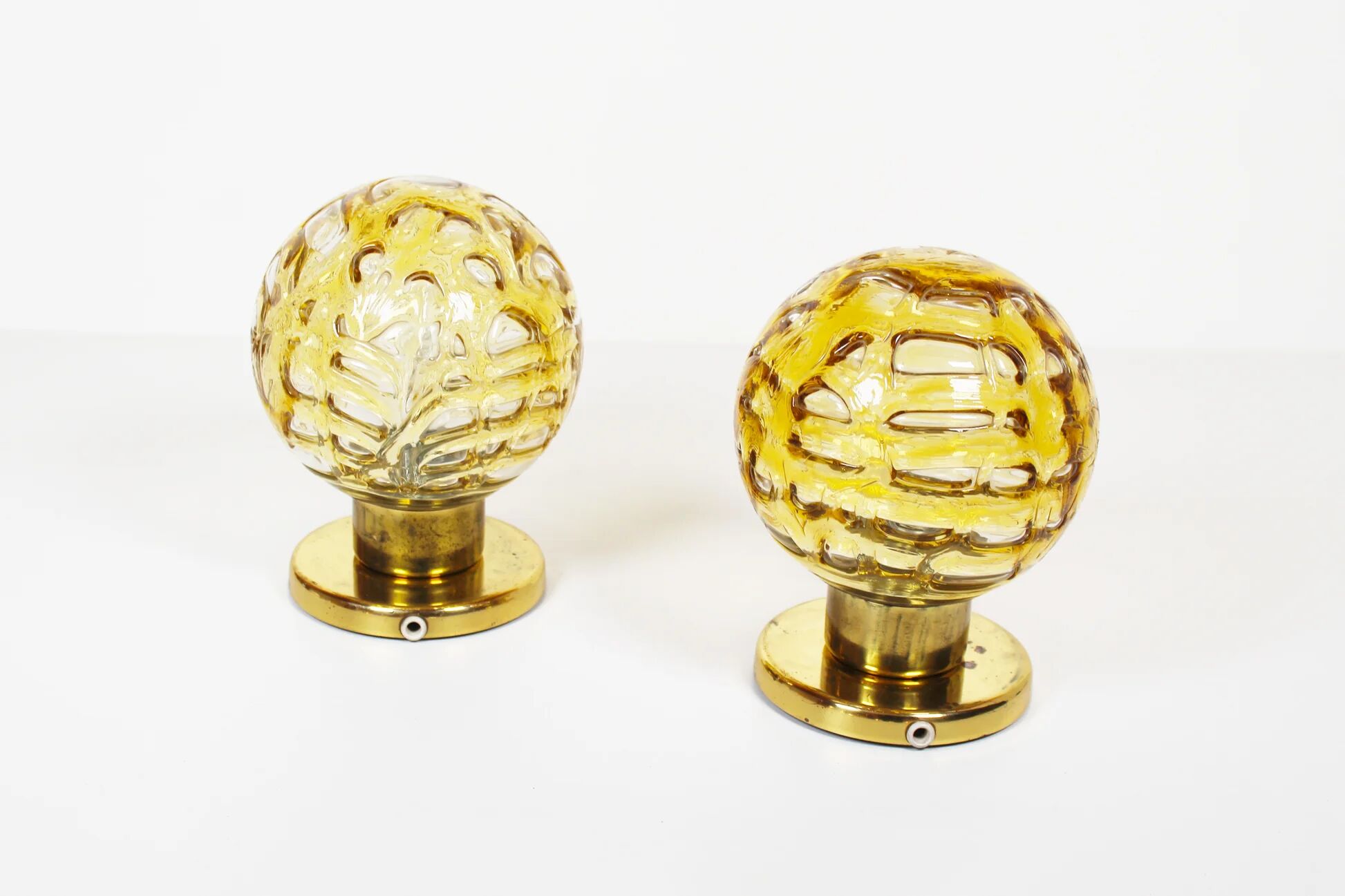 Pair of vintage brass wall lamps by Doria Leuchten