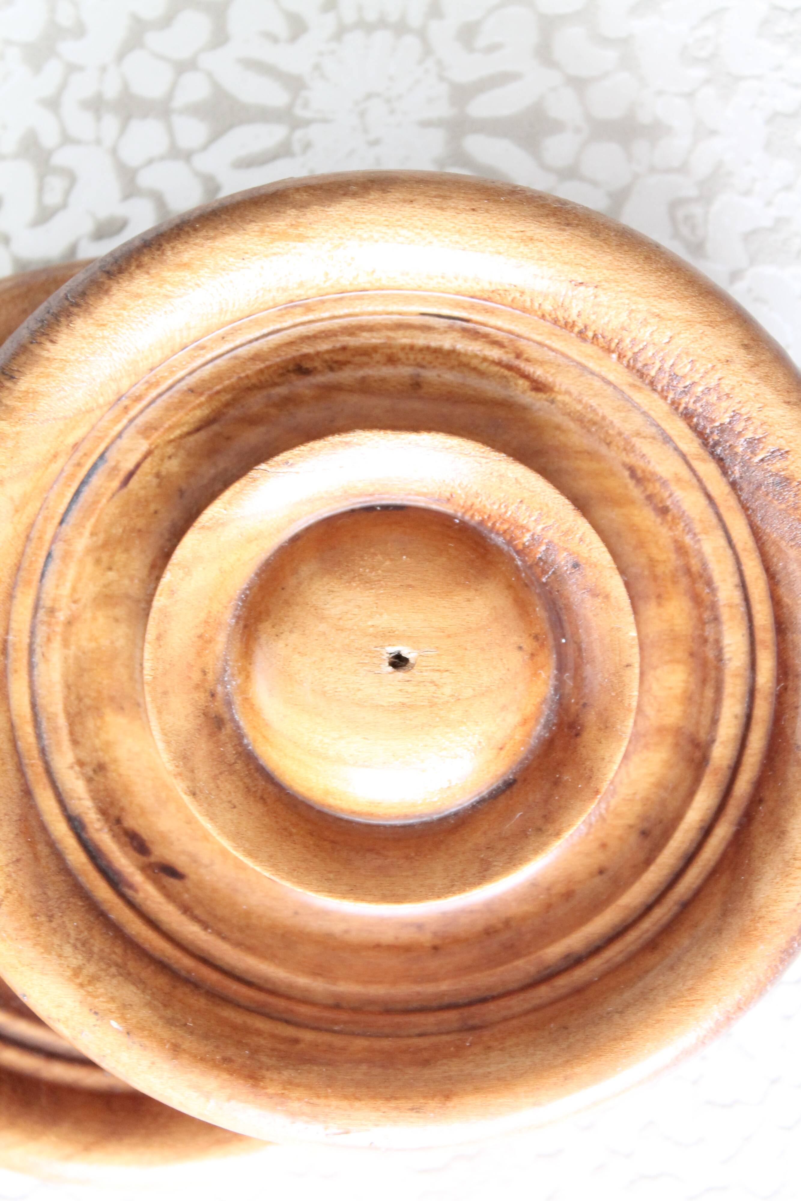 Natural turned wooden decorations from France x 2