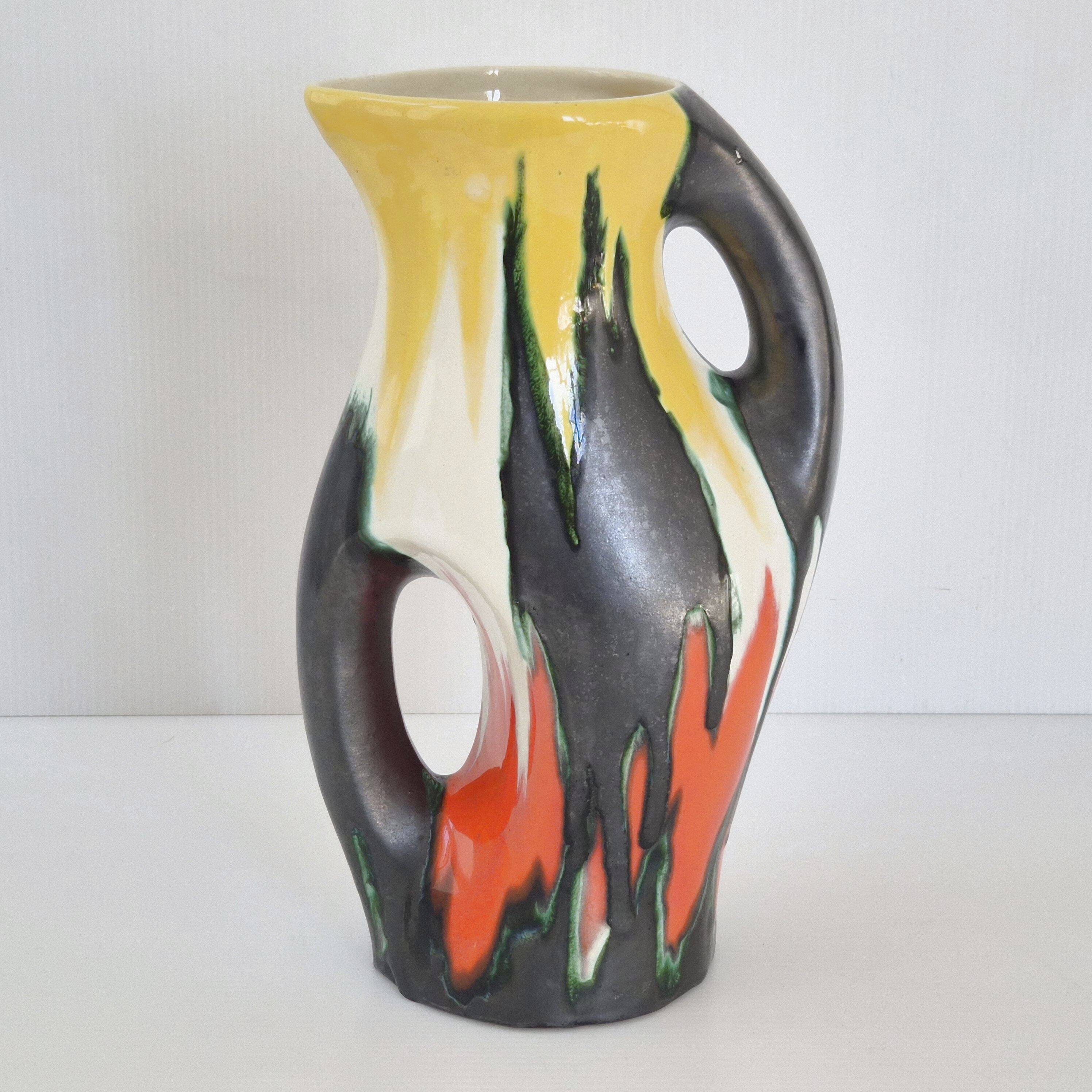 VASE SHAPED PITCHER VINTAGE 1950 CERAMIC SAINTE-RADEGONDE TOURAINE 50S 1950S
