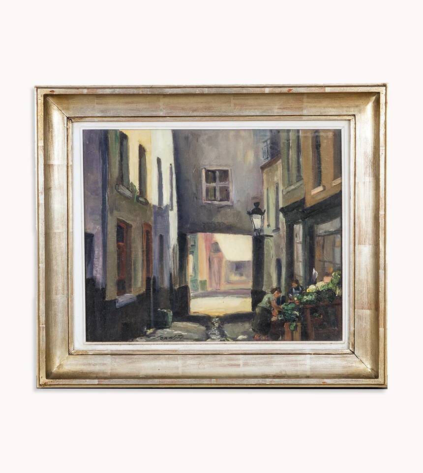Street scene painting in Brussels