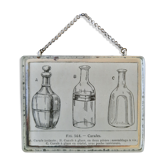 Illustration ancienne "Carafes" insérée sous miroir. Cabinet de Curiosité.