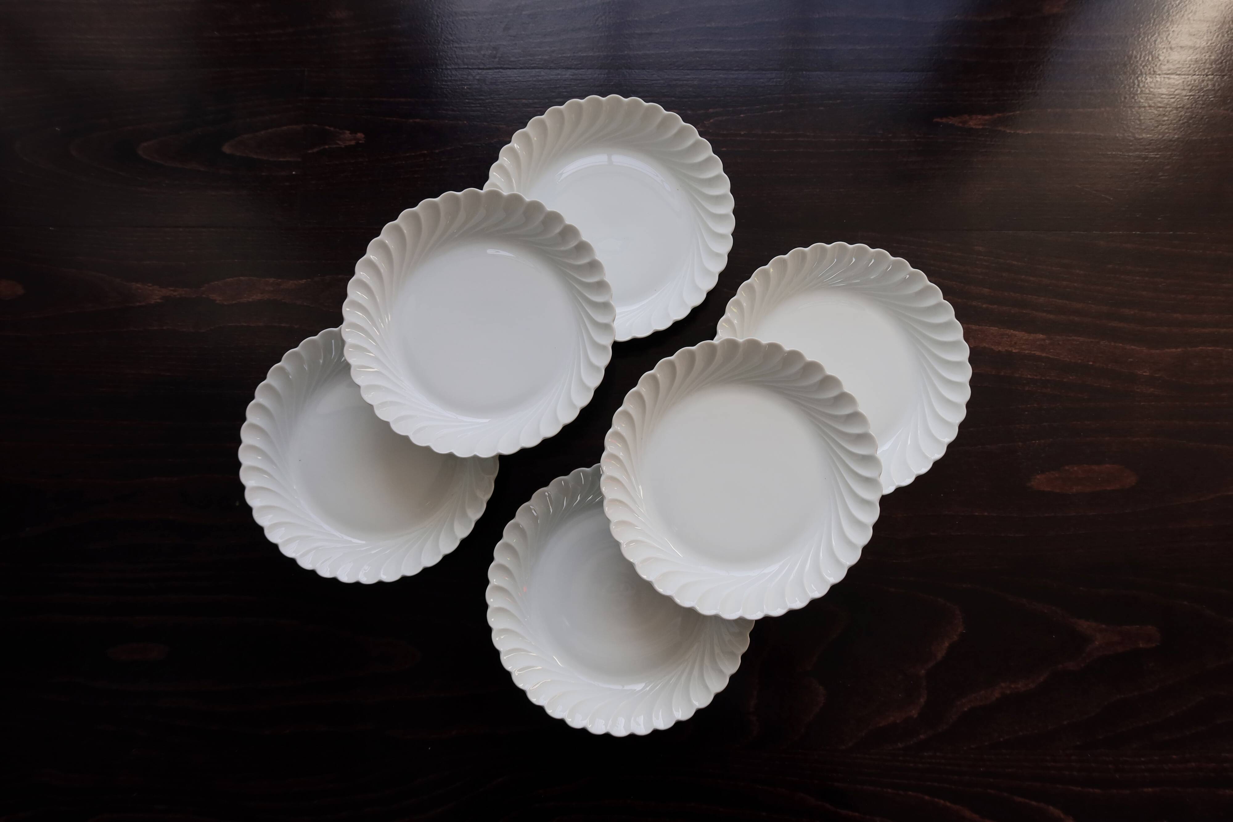 6 vintage white twisted porcelain soup plates from Limoges Haviland