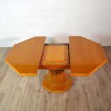Octagonal dining table with wood and bamboo extension 1980s