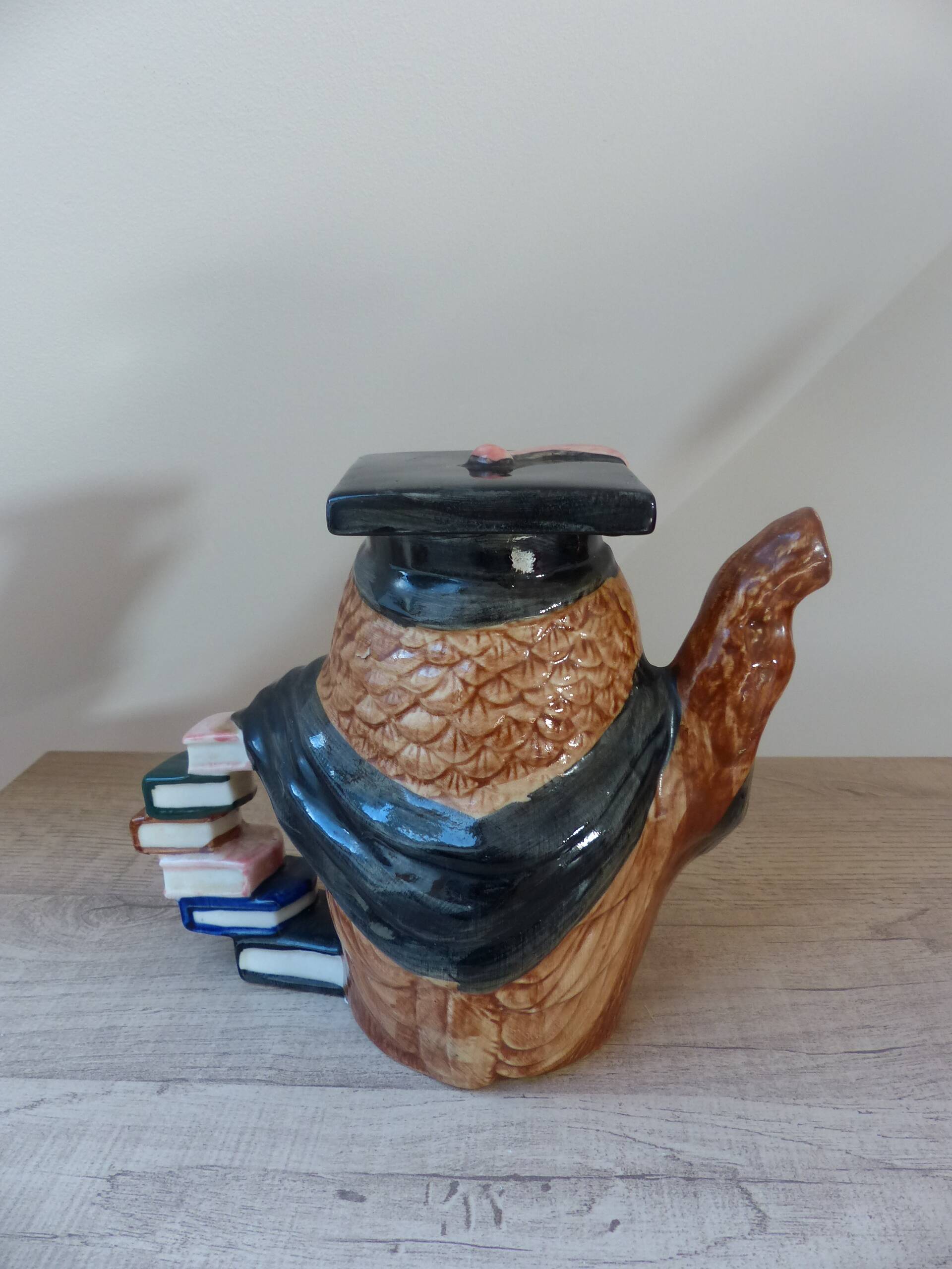 Ancienne théière décorative chouette hibou Savant Céramique