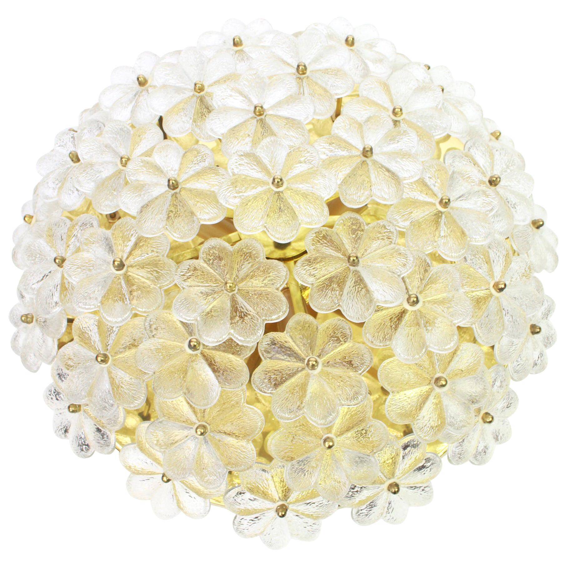 Large flower ceiling light in Murano glass, Ernst Palme, Germany, 1970s
