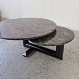 Table basse pivotante en granite et bois, années 80