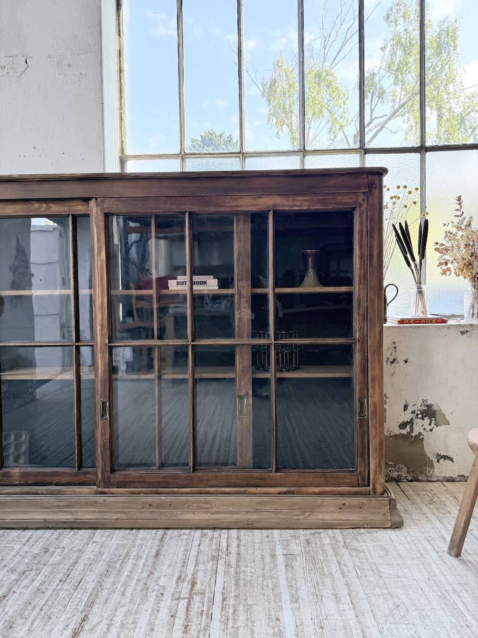 XXL industrial sideboard with glass doors