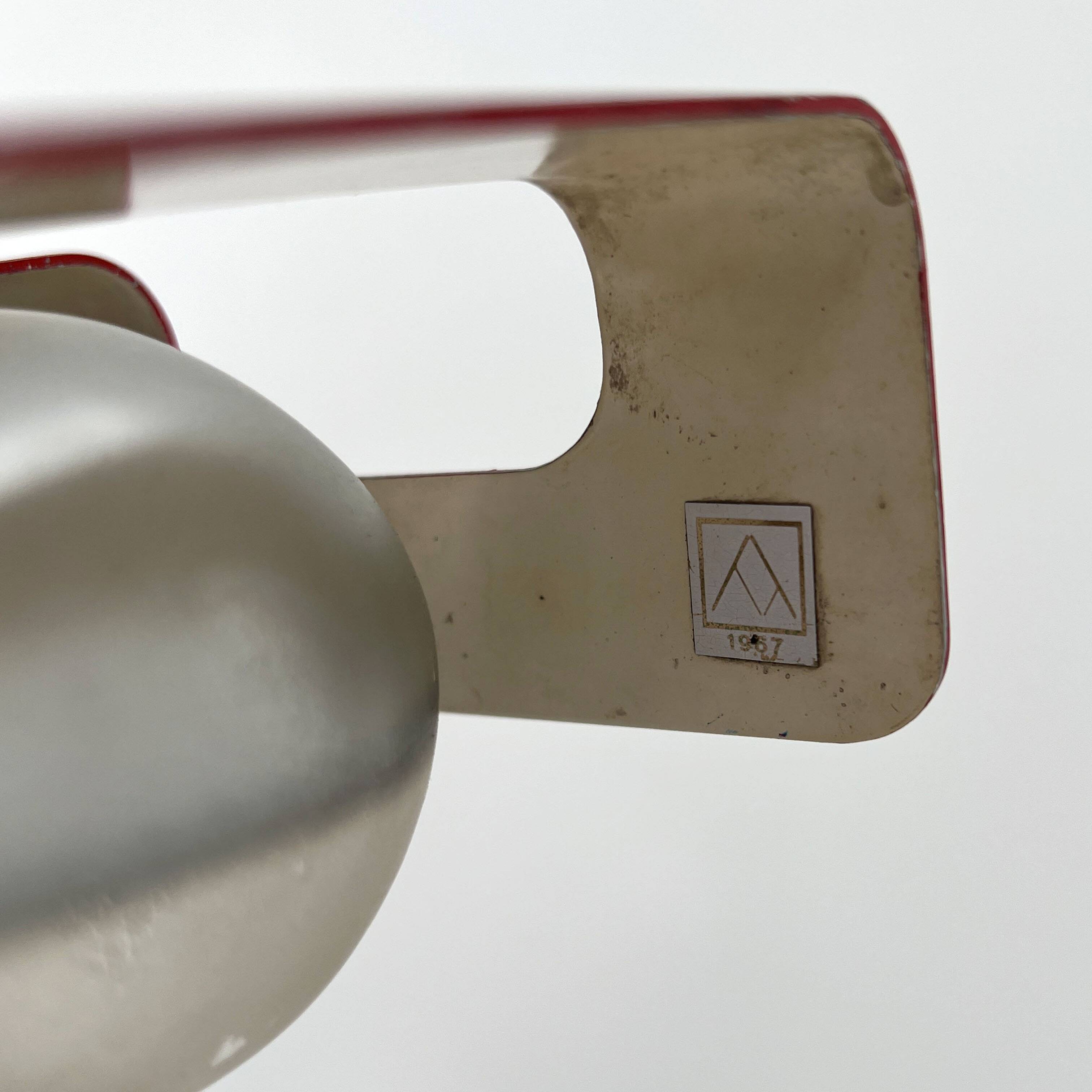Lampe de table 'Spider' rouge par Joe Colombo pour Oluce, 1960