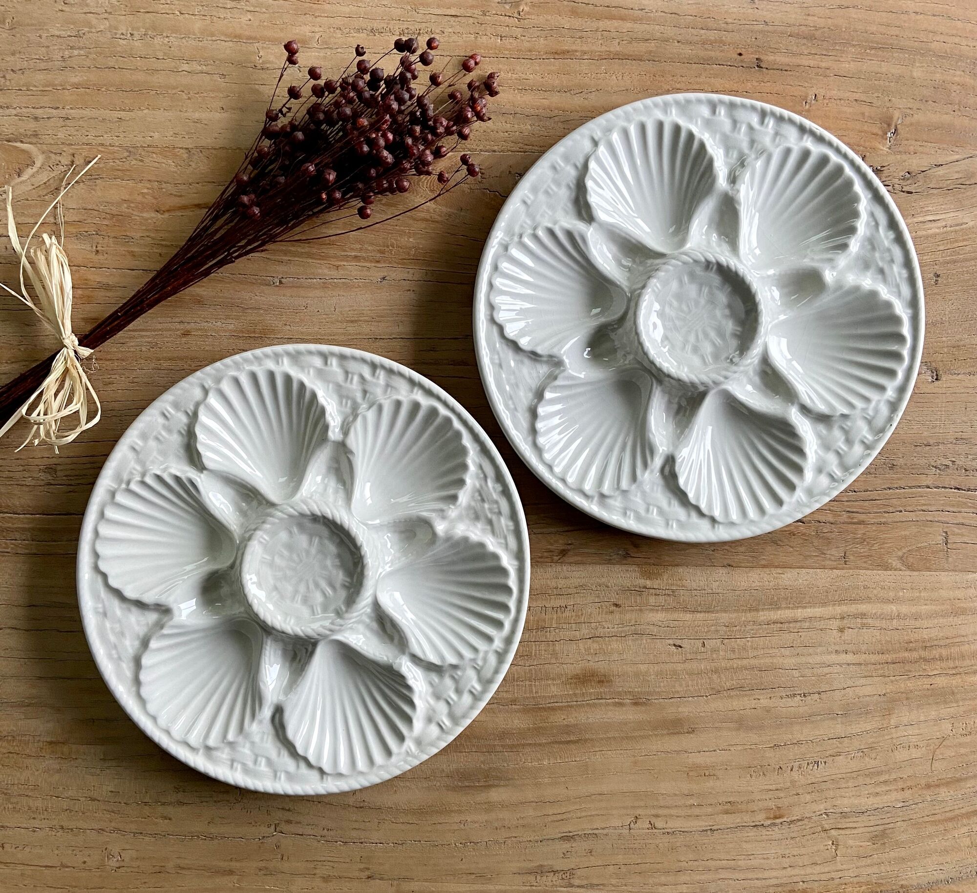 Set of 2 vintage oyster plates longchamp france